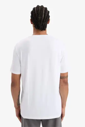 DeFactoFit Standard Fit Crew Neck Printed Stretch Fabric Sports Short Sleeve T-Shirt-White - 7