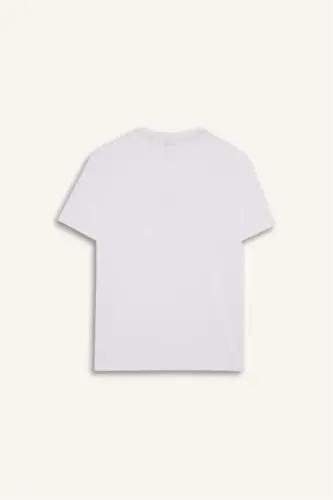 DeFactoFit Standard Fit Crew Neck Printed Stretch Fabric Sports Short Sleeve T-Shirt-White - 10