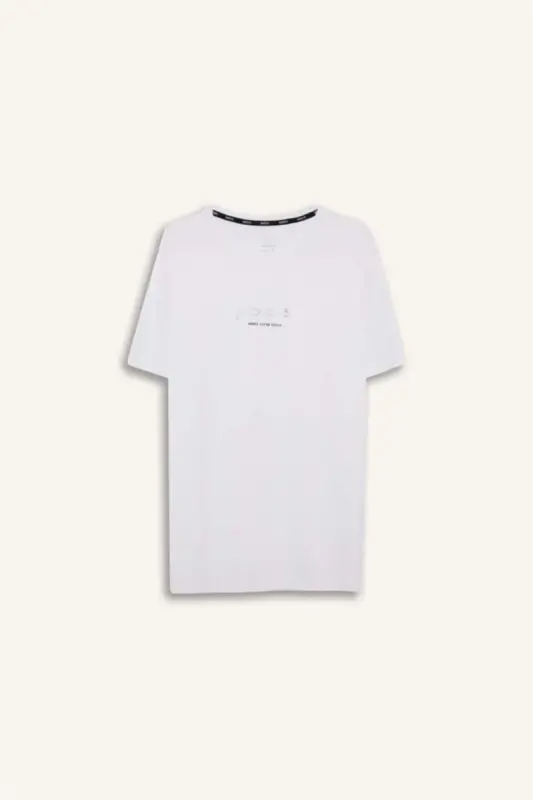 DeFactoFit Standard Fit Crew Neck Printed Stretch Fabric Sports Short Sleeve T-Shirt-White - 7