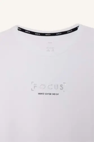 DeFactoFit Standard Fit Crew Neck Printed Stretch Fabric Sports Short Sleeve T-Shirt-White - 8