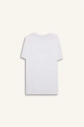DeFactoFit Standard Fit Crew Neck Printed Stretch Fabric Sports Short Sleeve T-Shirt-White - 9