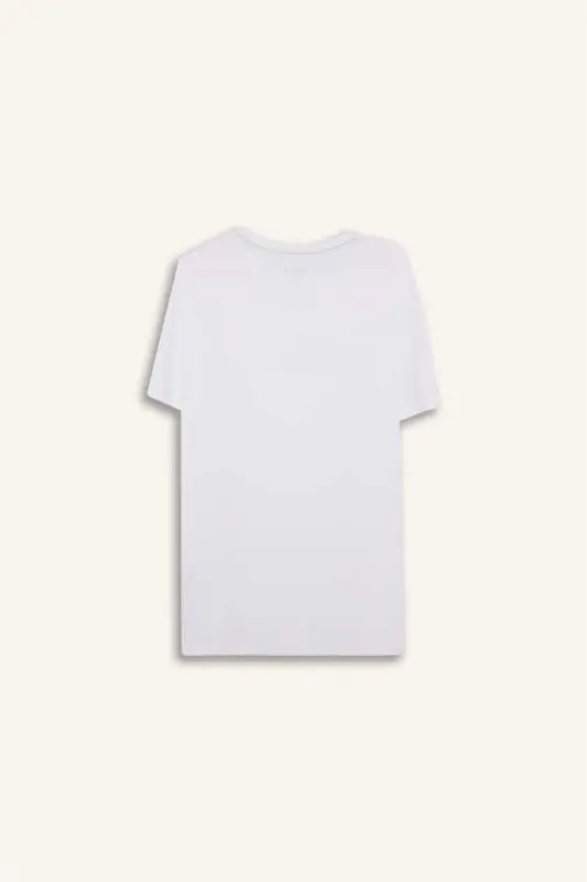 DeFactoFit Standard Fit Crew Neck Printed Stretch Fabric Sports Short Sleeve T-Shirt-White - 9