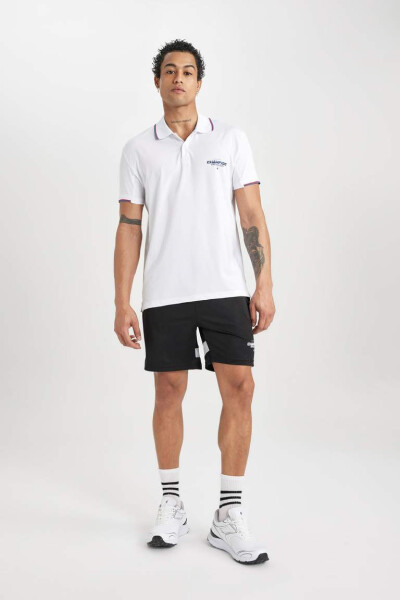 DeFactoFit Standard Fit Printed Short Sleeve Sports Polo T-Shirt White - 5