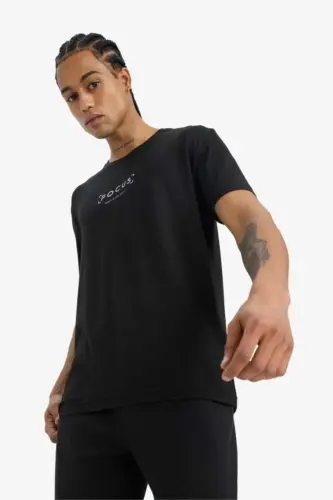 DeFactoFit Standart Fit Bisiklet Yaka Baskılı Kısa Kollu Tişört-Siyah - 4