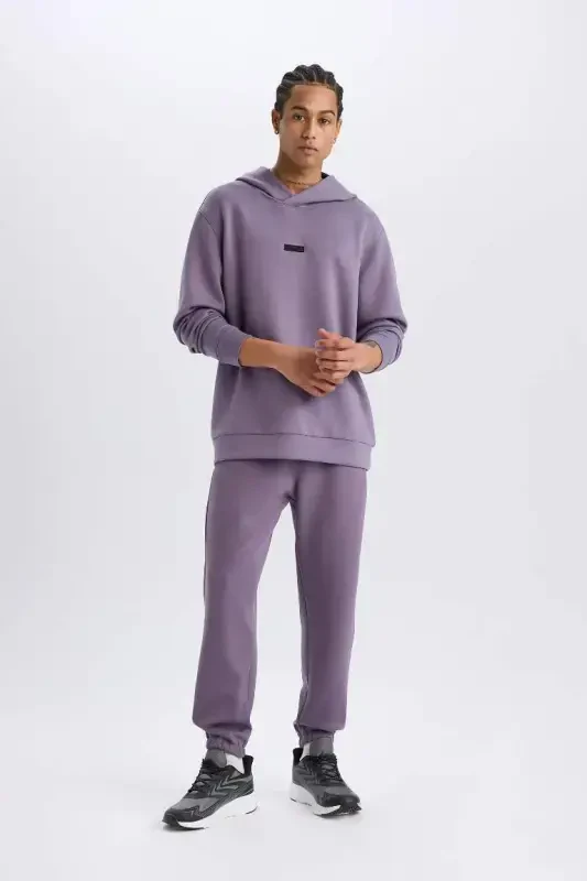 DeFactoFit Standart Fit cho'ntak detallari Jogger shim Skuba suvga sho'ng'uvchi matodan sport joggeri - binafsha - 4