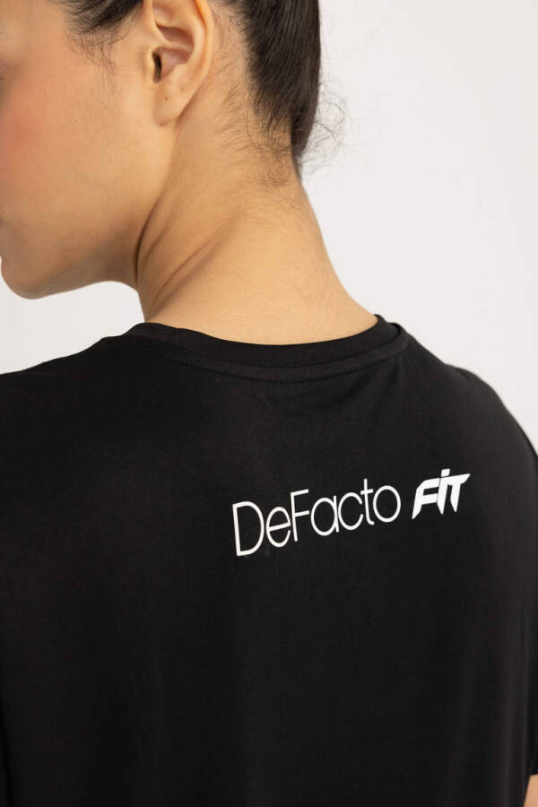 DeFactoFit Standart Fit Velo Yaka Sportchi Qisqa Yengli Og'ir Matodan T-shirt Qora - 4