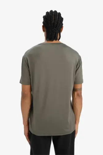 DeFactoFit Standart Fit Velosiped Yoqali Bosma Qisqa Yengli Futbolka-Xaki - 6