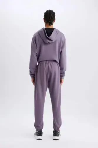 Standart Fit Cep Detaylı Jogger Paça Skuba Dalgıç Kumaş Sporcu Jogger-Mor - 2