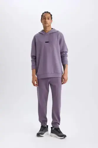 Standart Fit Cep Detaylı Jogger Paça Skuba Dalgıç Kumaş Sporcu Jogger-Mor - 3