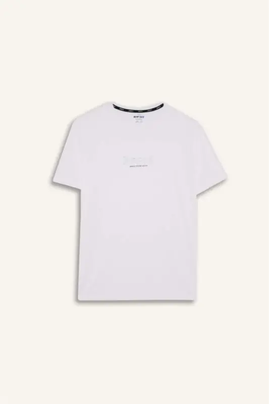 DeFactoFit Стандартный крой, футболка спортивная с круглым вырезом, с принтом, из эластичной ткани, с короткими рукавами - белая - 8