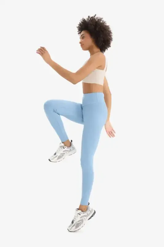 DeFactoFit To‘plovchi Yuqori Bel Elastik Mato Asosiy Sport Tayt-Ko‘k - 3