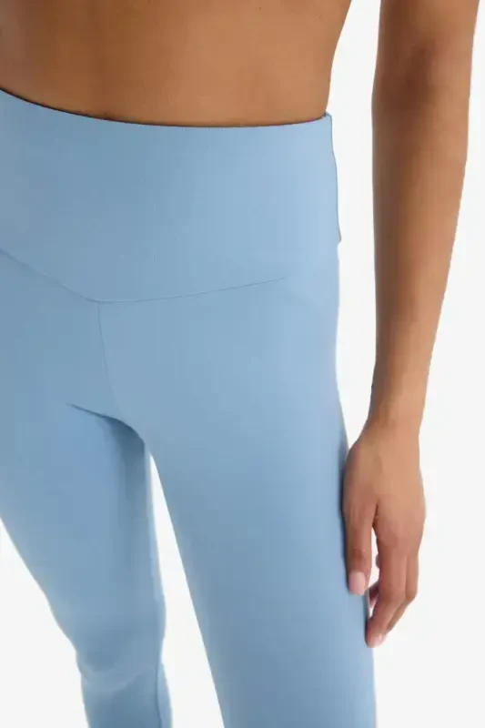 DeFactoFit To‘plovchi Yuqori Bel Elastik Mato Asosiy Sport Tayt-Ko‘k - 5