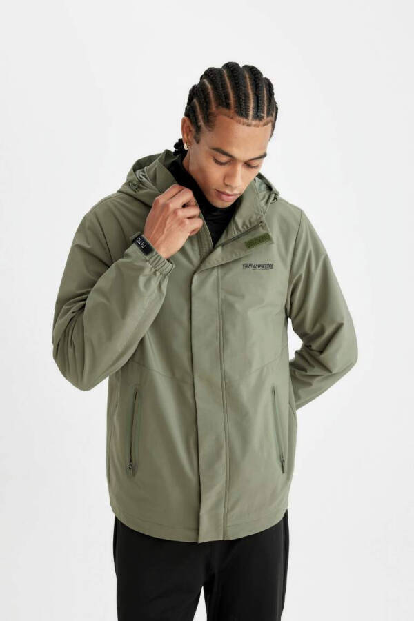 DefactoFit Water Repellent Jacket Regular Fit Hooded Zip Pocket Light Khaki - 4