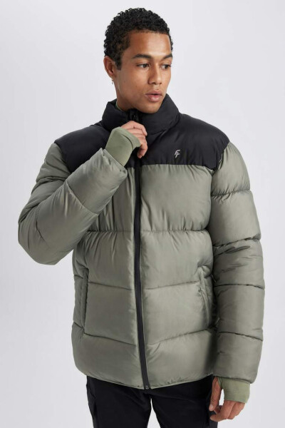 DeFactoFit Water Repellent Oversized Fit Puffer Jacket Khaki - 7