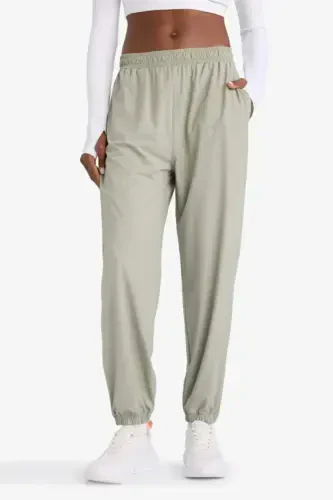 DeFactoFit Wide Leg Keng Paçalı Cho'ntakli Sport Dokuma Yengil Shim - Ochiq Haki - 4