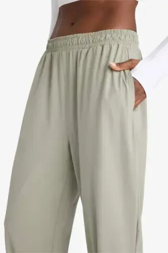 DeFactoFit Wide Leg Keng Paçalı Cho'ntakli Sport Dokuma Yengil Shim - Ochiq Haki - 5