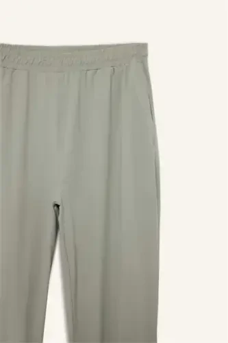 DeFactoFit Wide Leg Keng Paçalı Cho'ntakli Sport Dokuma Yengil Shim - Ochiq Haki - 9