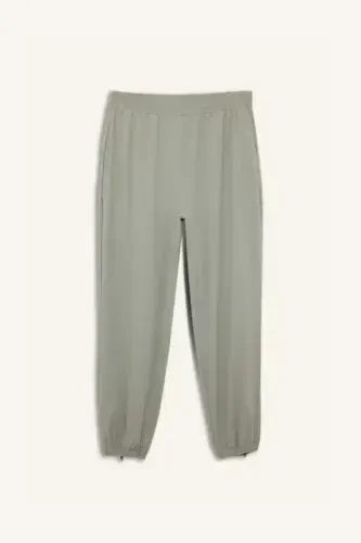 DeFactoFit Wide Leg Широкие брюки С карманами Спортивные тканые тонкие брюки-Светлый хаки - 8