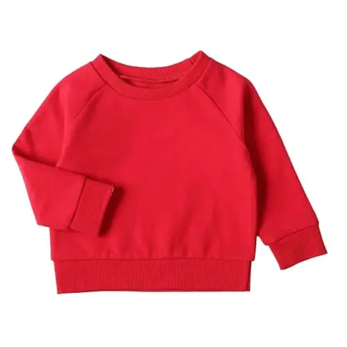 DEFAHN Toddler Baby Pullover Sweatshirt,Long Sleeve Infant Boy Girl Crewneck Active Tshirts 6 Month-3Y - 1