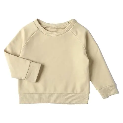 DEFAHN Toddler Baby Pullover Sweatshirt,Long Sleeve Infant Boy Girl Crewneck Active Tshirts 6 Month-3Y 