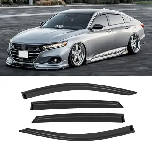 Дефлекторы окон для Honda Accord Sedan 2018-2023, козырьки на двери, темный дымчатый цвет, 2019-2022, на скотче, 4 шт. - CMVT AUTO