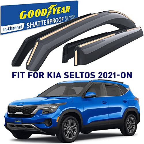 Дефлекторы окон Goodyear Shatterproof для Kia Seltos 2021-2024, защитные козырьки от дождя, козырьки окон для автомобилей, дефлектор вентиляции, автомобильные аксессуары, 4 шт. - GY007951 - 10