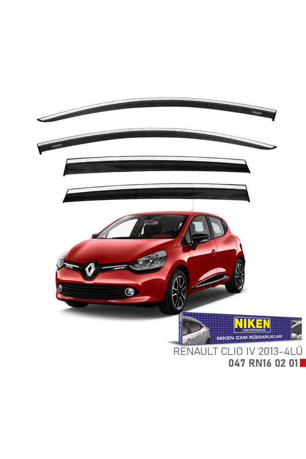 Дефлекторы окон Renault Clio 4 2013+ хромированные 4 шт - 1