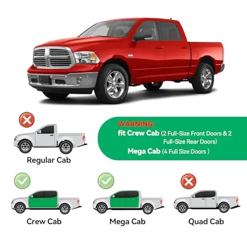 Дефлекторы окон вставные для 2009-2018 Dodge Ram 1500 Crew Cab, 2010-2025 Ram 2500 3500 Crew & Mega Cab, 2019-2024 Ram 1500 Classic Crew Cab, ветровики темно-дымчатые - 2