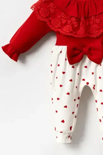 Defna Lace Collar Baby Girl Romper 100% Cotton - 4