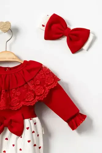 Defna Lace Collar Baby Girl Romper 100% Cotton - 5