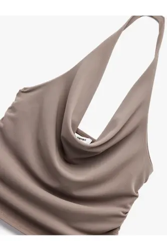 Дегаже Яка Kolsuz Slim Fit Drapeli Scuba Crop Blu - 5