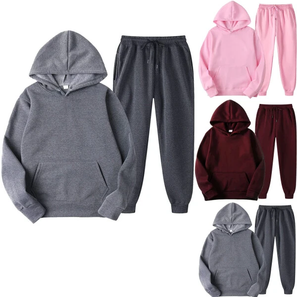 DeHolifer Unisex 2 PC Sweatsuit Set Erkaklar Ayollar Katta uzun qisma Hoodies Pullover Sweatshirt Tracksuit Jogger Sweatpants To'q kulrang L- - 6