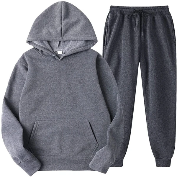 DeHolifer Unisex 2 PC Sweatsuit Set Men Women Oversized Long Sleeve Hoodies Pullover Sweatshirt Tracksuit Jogger Sweatpants Dark Gray L- - QQAMB