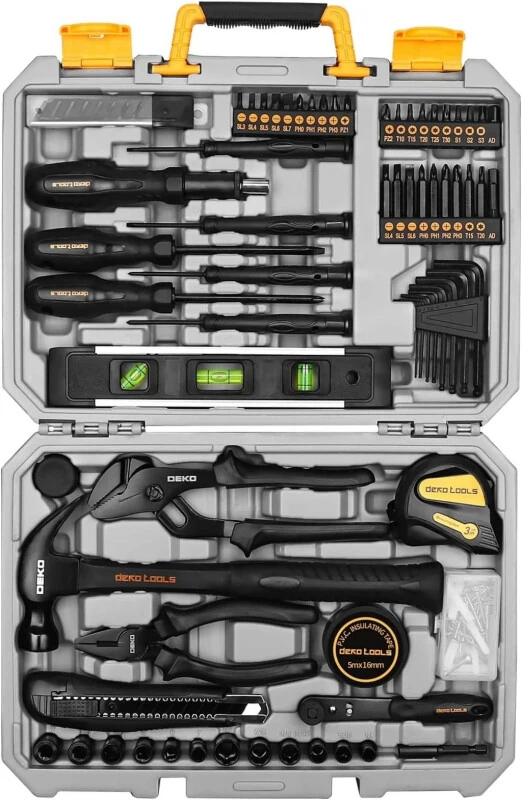 DEKO 150 Piece Tool Set, General Household Hand Tool Kit, Home Repair Tool Kit with Plastic Toolbox Storage Case for DIY Project, Home Maintenance - DEKOPRO