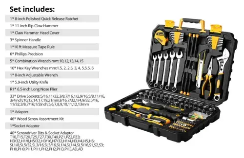 DEKO 158 Piece Tool Set-General Household Hand Tool Kit,Auto Repair Tool Set, with Plastic Toolbox Storage Case - 5