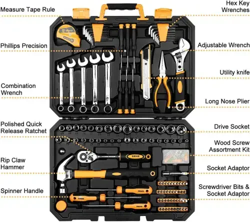 DEKO 158 Piece Tool Set-General Household Hand Tool Kit,Auto Repair Tool Set, with Plastic Toolbox Storage Case - 6