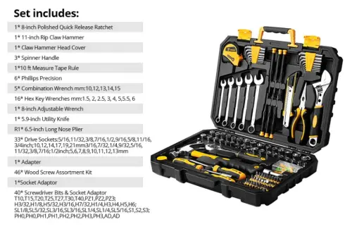 DEKO 158 Piece Tool Set-General Household Hand Tool Kit,Auto Repair Tool Set, with Plastic Toolbox Storage Case - 5