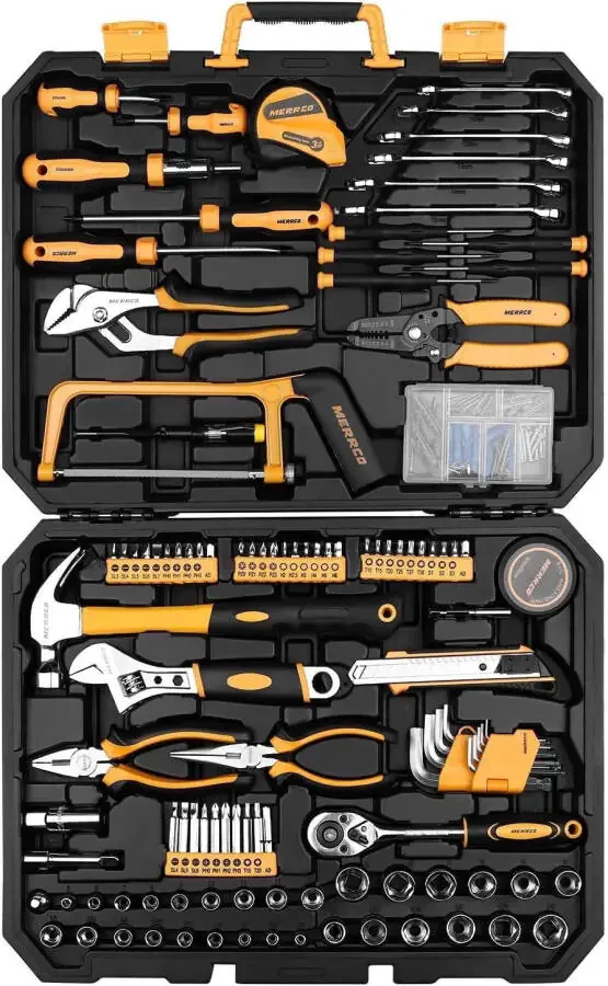 DEKO 198 Piece Home Repair Tool Kit, Wrench Plastic Toolbox with General Household Hand Tool Set - 7