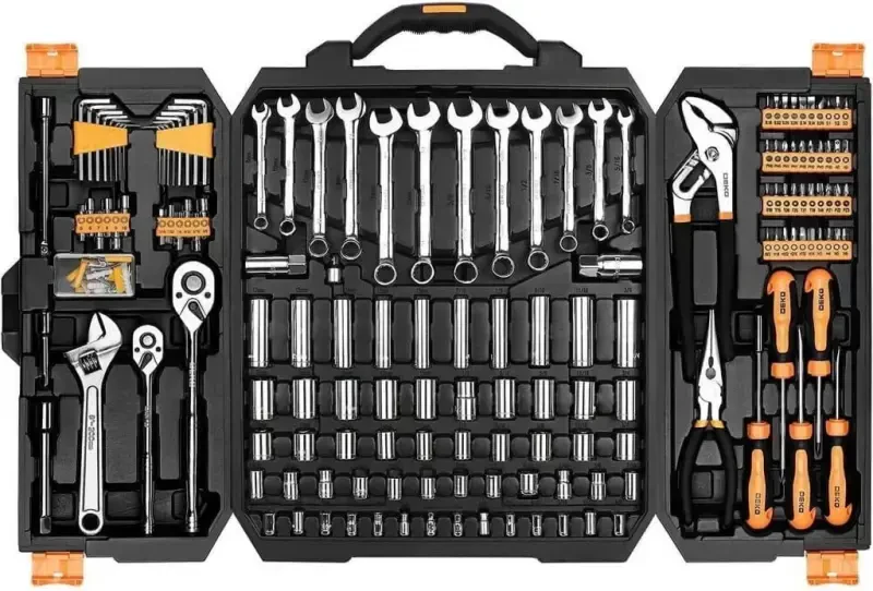DEKOPRO 192 Piece Mechanics Tool Set Socket Wrench Set, Plastic Storage Case with Auto Repair Hand Tool Kit Wrench Tool Box Set - DEKOPRO