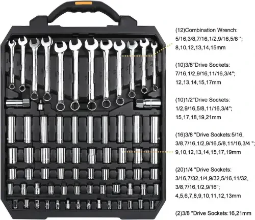 DEKOPRO 192 Piece Mechanics Tool Set Socket Wrench Set, Plastic Storage Case with Auto Repair Hand Tool Kit Wrench Tool Box Set - 3