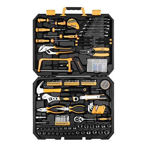 DEKOPRO 198 Piece Home Repair Tool Kit, Wrench Plastic Toolbox with General Household Hand Tool Set - 1