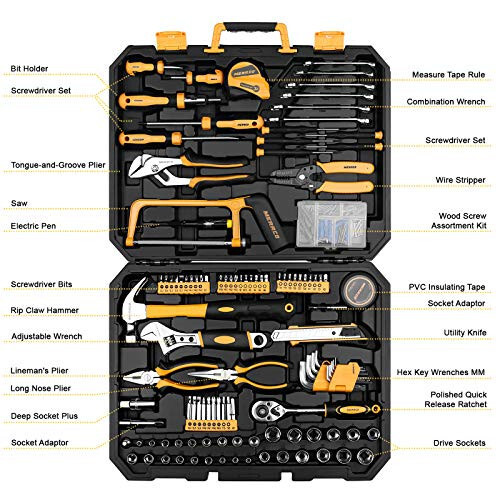 DEKOPRO 198 Piece Home Repair Tool Kit, Wrench Plastic Toolbox with General Household Hand Tool Set - 2