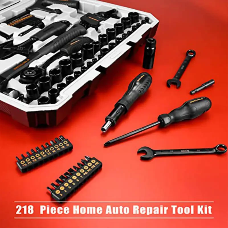 DEKOPRO 218-Piece General Household Hand Tool kit, Professional Auto Repair Tool Set for Homeowner, General Household Hand Tool Set with Plier, Screwdriver Set, Socket Set, with Portable Storage Case - 7