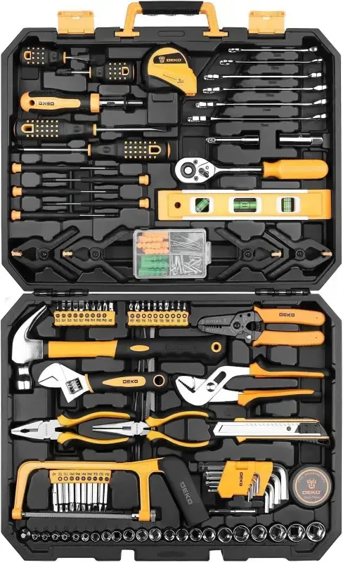 DEKOPRO 228 Piece Socket Wrench Auto Repair Tool Combination Package Mixed Tool Set Hand Tool Kit with Plastic Toolbox Storage Case - DEKOPRO