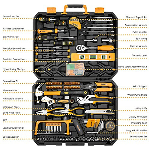 DEKOPRO 228 Piece Socket Wrench Auto Repair Tool Combination Package Mixed Tool Set Hand Tool Kit with Plastic Toolbox Storage Case - 2