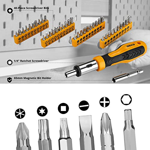 DEKOPRO 228 Piece Socket Wrench Auto Repair Tool Combination Package Mixed Tool Set Hand Tool Kit with Plastic Toolbox Storage Case - 4