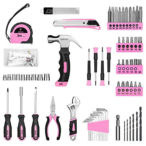 DEKOPRO Drill Set: Tool Set with 8V Pink Cordless Drill, Home Tool Kit with Drill, Hand Tool Kits for Women 126 Piece - 3