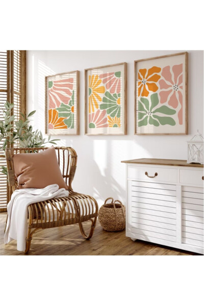 Dekoratif 3lü tablo,Ahşap Çerçeveli,soyut tablo,duvar tablo,duvar susu,mutfak tablo cerceveli tablo - WUDIE