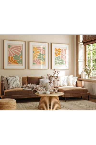 Dekoratif 3lü tablo,Ahşap Çerçeveli,soyut tablo,duvar tablo,duvar susu,mutfak tablo cerceveli tablo - WUDIE (1)