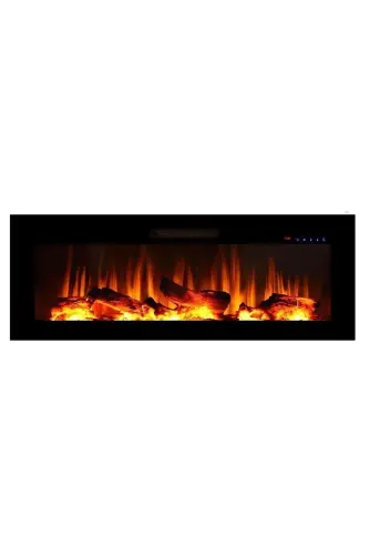 Dekoratif 8 Renkli 130 Cm,alev Sesli, Bluetoothlu, Wifili Elektrikli Şömine Isıtıcı - SİYAH - 1